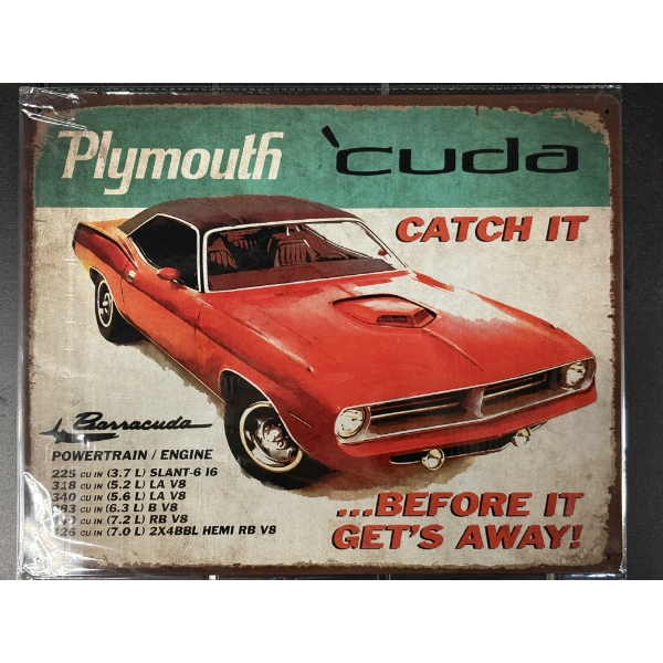 Plymouth Barracuda Metal Sign - 15"x12"