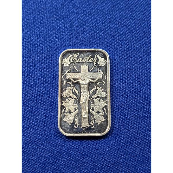 1 oz .999 Fine Silver Art Bar - Easter Crucifixion Cross of Jesus