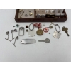 Image 5 : Jewelry Case full of Cuff Links - Tie Clips - Pins - Keys - Pocket Knife - Keychains - Etc.
