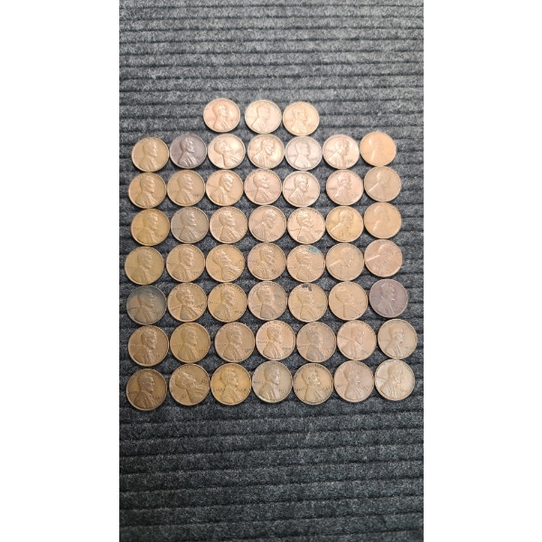 52 Cents In Wheat Pennies- Years 1940-1957