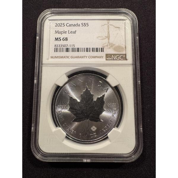 2025 Canada S $5 Maple Leaf .9999 One Troy Ounce Fine Silver Coin - MS 68 - Great Coin