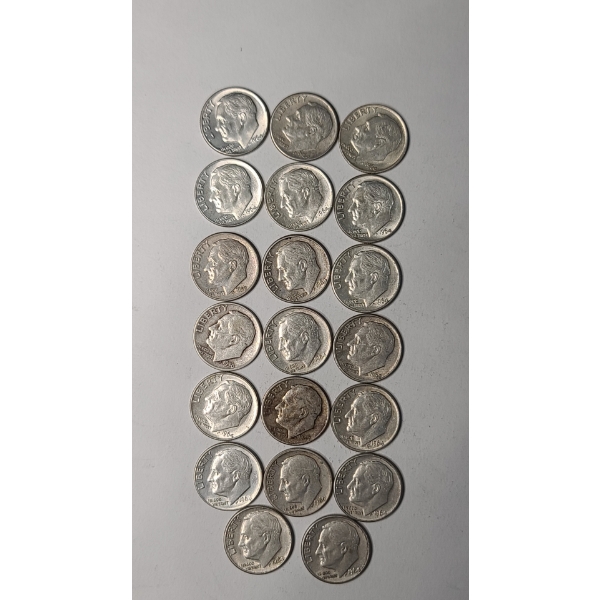 Assorted Years/Mint Marks United States 90% Silver Roosevelt Dimes - Face Value: $2.00