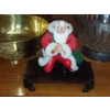 Image 2 : 3 Pc Group AS Shown - Antique Silverplate Mounted Depressin Glass Bowl - Brass Bowl & Santa Figure