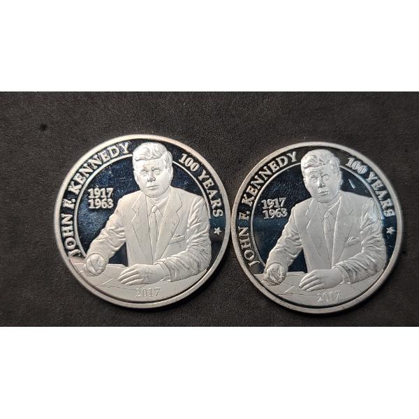 (2) 2017 John F. Kennedy 100 Years Commemorative Silver Coins