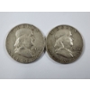 Image 1 : Two 90% Silver United States Franklin Half Dollars ~ 1960-D & 1962-D ~ $1.00 Face Value