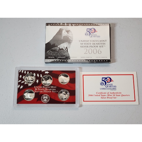 2006 United States Mint 50 State Quarters Silver Proof Set in Original Packaging w/ CoA
