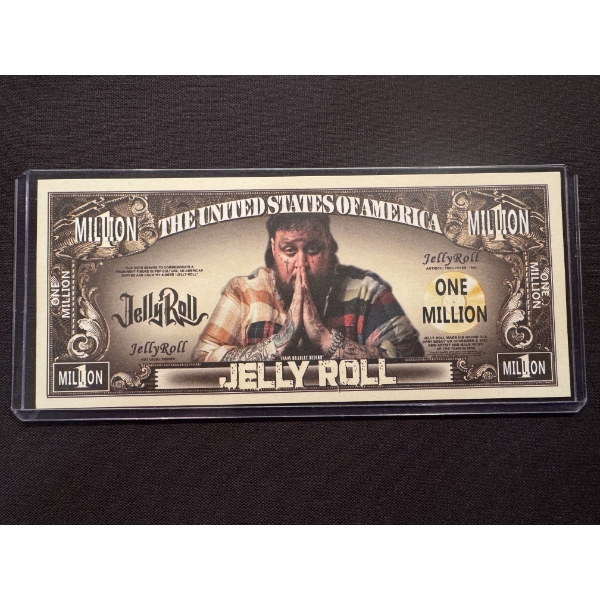 First Edition Jelly Roll One Million Dollar Bill In Protective Holder - Mint Condition