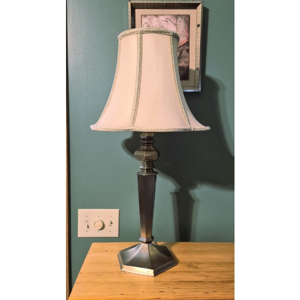 Louisville Home Pickup - Nice Pair (Set Of 2) 28" Tall Brushed Nickel TabLe Lamps As Shown  See Pics