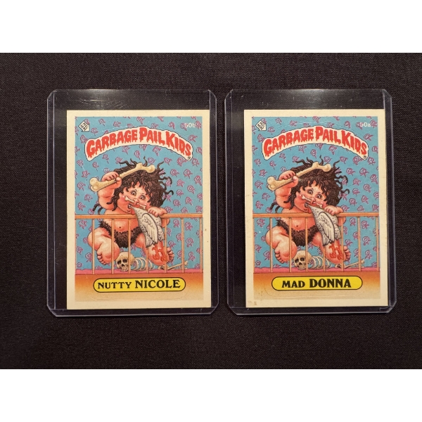 1985 Garbage Pail Kids - Mad Donna & Nutty Nicole Cards - 50A & 50B - Mint Condition