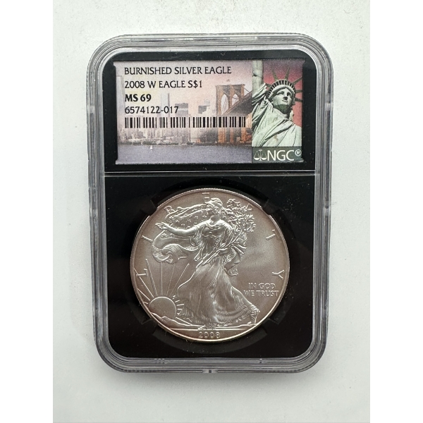 NGC MS69 2008 Westpoint Mint Burnished Silver Eagle