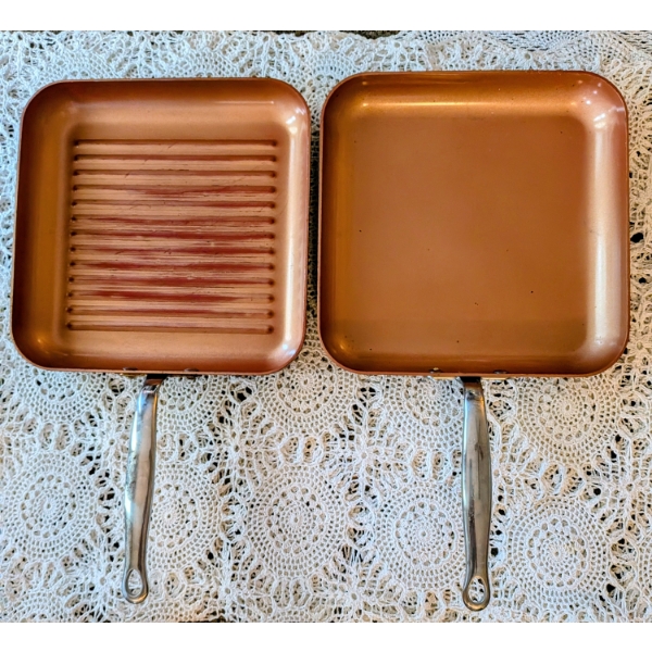 Two Like New Square Copper Pans