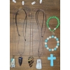 Image 1 : Lot of 4 Natural Stone Necklaces with Different Designs Front and Back, Turquois Cross and more