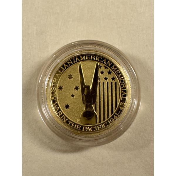 War In The Pacific Australian/American Memorial 1/10th .9999 Fine Gold Coin - Mint Condition