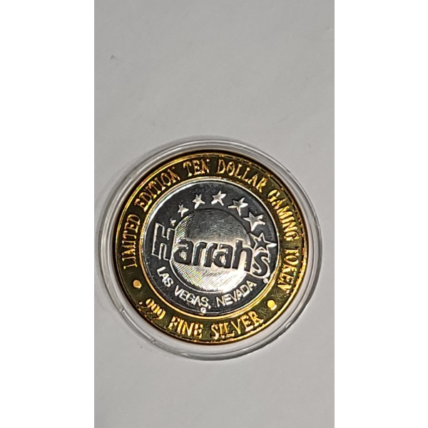 Harrah's Las Vegas $10 Limited Edition Gaming Token With .999 Fine Silver Center