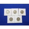 Image 1 : 5 Washington Silver Quarters Years: 1934, 1944, 2962, 1941, 1941 FV: $1.25