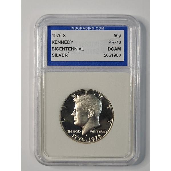 IGS PR70 DCAM 1976-S 40% Silver Bicentennial Kennedy Half Dollar
