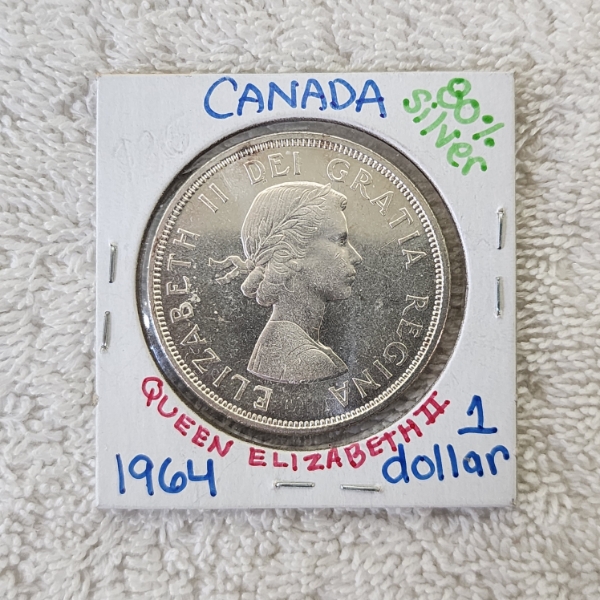 1964 Canada Silver Dollar Queen Elizabeth II Confederation Centennial 80% Silver / ASW 0.6000oz
