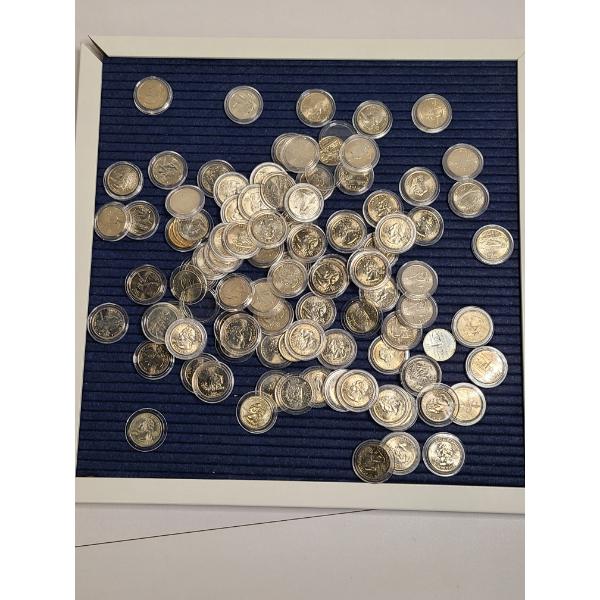 Bag of Assorted United States Quarters - FV $23.75 in red Velvet Bag