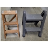 Image 1 : Wooden 23'' Folding Step Ladder & Rubbermaid 24'' Folding Stool Both In Excellent Working Condition