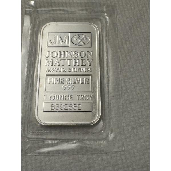 Johnson Matthey .999 Fine Silver One Troy Ounce Bar - Mint Condition & Sealed