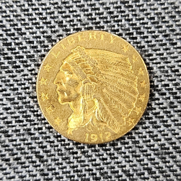 1912 United States $2.50 Gold Indian Head Coin ~ AGW: 0.121 Oz ~ Mintage of 616,000