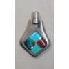 Image 1 : Southwestern Style Necklace Pendant With Geometric Stone Inlay