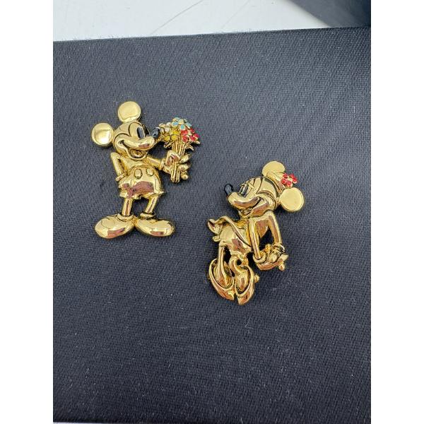 Disney Napier Mickey & Minnie Mouse set of 2 Gold Toned Brooch Pins 