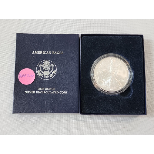 2007-W American Silver Eagle Uncirculated $1 Coin 1 oz .999 Fine Silver w/ OGP Box