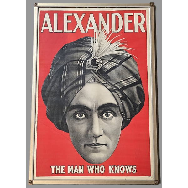Alexander The Man Who Knows Vintage 1920s ORIGINAL Magic Poster - 41 3/4 x 27 5/8 - Custom Framed