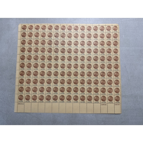 150 - Full Page Of Rare 1978 Indian Head Penny U.S. Stamps - Real Postage - Face Value $19.50 - Mint