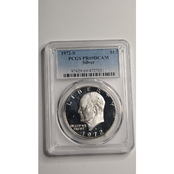 PCGS 1972-S PR69 DCAM 40% Silver Eisenhower Proof Dollar 