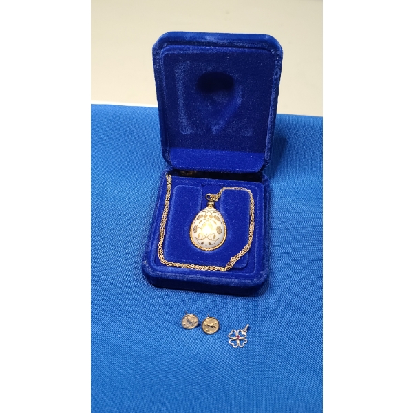 Sterling Silver Pendant With Genuine Ruby .3 Grams, Gold Colored "Aries" Earrings & Costume Necklace