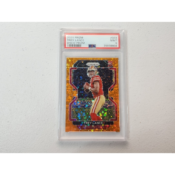 2021 Panini Prizm Trey Lance Orange Disco #333 Rookie Card - PSA Mint 9 