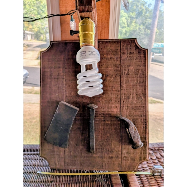 One Of a Kind 15'x19' Lamp Featuring Tools. Plugs In, Has Toggle On Cord.