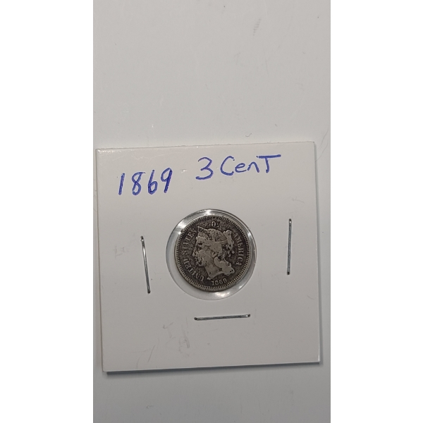 U.S 1869 Three-Cent Nickel Coin 