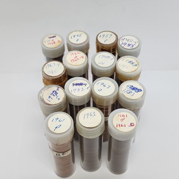 $7.50 Face Value of Assorted Years U.S. Lincoln Cents in Tubes