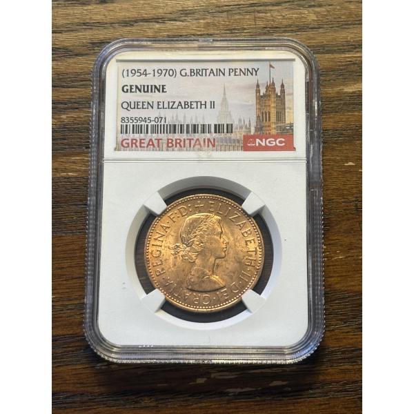 NGC 1962 Great Britain Penny Genuine - Queen Elizabeth II - (1954-1970) - Slabbed Coin