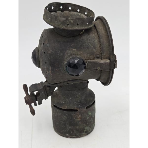 Vintage Collectable Kerosene Bicycle Lamp "Never Out Prevents Accidents" 