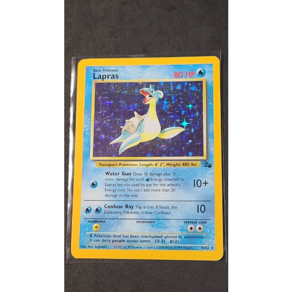 1999 Lapras 10/62 Holo Rare Pokemon Trading Card From The Fossil Set