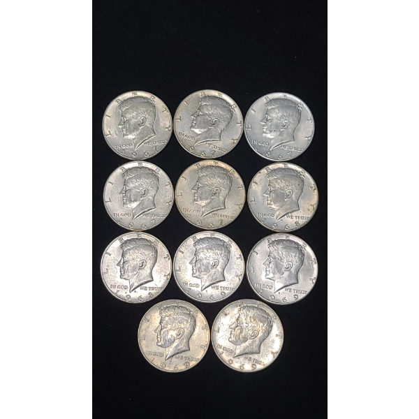 Assorted Years 40% Kennedy Half Dollars - Face Value: $5.50