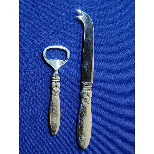 Georg Jensen Catus Sterling Silver Bottle Opener and Cheese Knife TW: 113.3g 