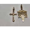 Image 3 : Two 14K Gold Pendants - Cross & "R.N." Caduceus - Total Weight 1.1 Grams