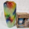 Image 2 : Very Nice Multi-Colored Decorative Porcelain Vase & NEW IN BOX Flower Pot Mug