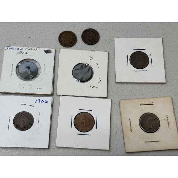 8 Indian Head Pennies - Various Years