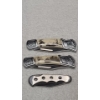 Image 1 : (3) Stainless Steel Folding Pocket Knives With Deer & Eagle Motif 
