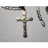 Image 3 : 10K White Gold Crucifix Cross Pendant & Figaro Chain 23" Necklace (Broken Chain) TW: 17.0g