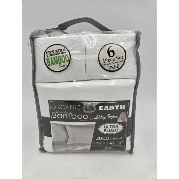 New In Package Ashley Taylor Organic Aloe Vera Bamboo Ultra Plush King Sheet Set- White