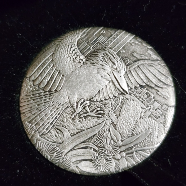 Perth Mint Australian Kookaburra 2 Oz .9999 Silver Antiqued Coin ~ In Original Box!