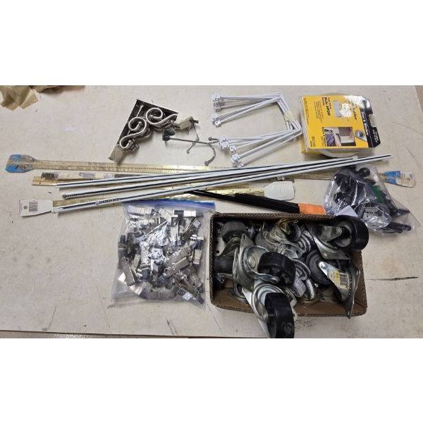 Piano Hinges, Soft Close Cabinet Stops, Curtain Rods, Casters and More