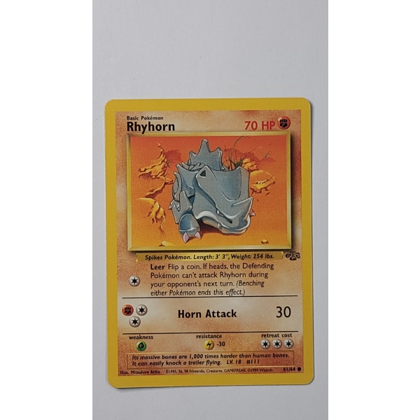 1999 Rhyhorn #61/64 Pokemon Trading Card From The Jungle Set - Near Mint